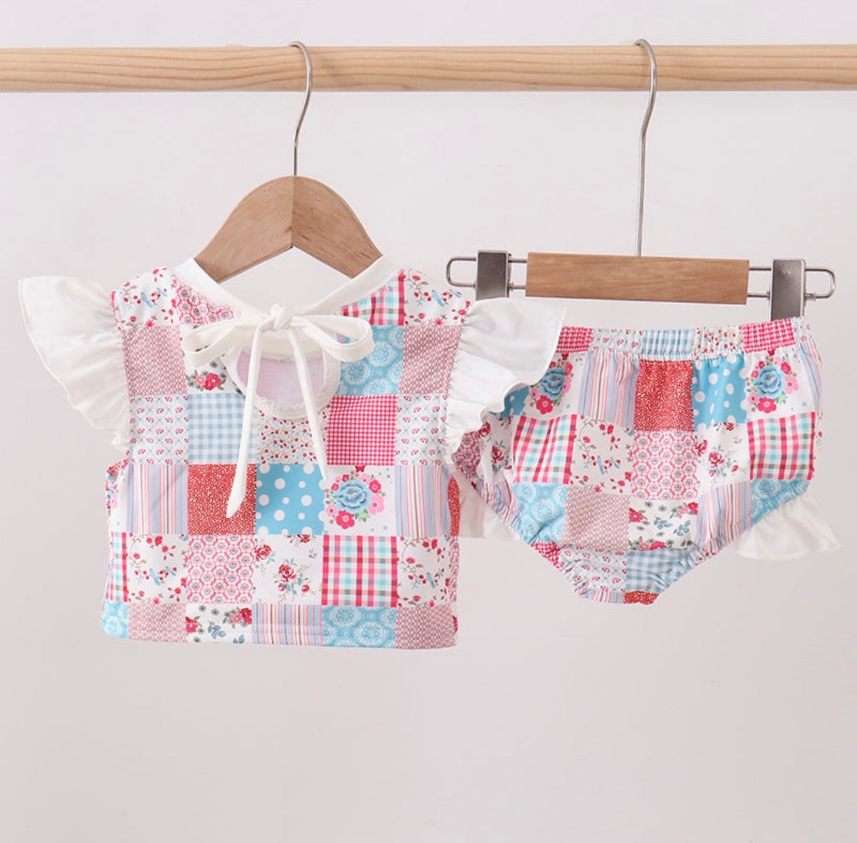 Floral Patchwork Ruffle Swimsuit