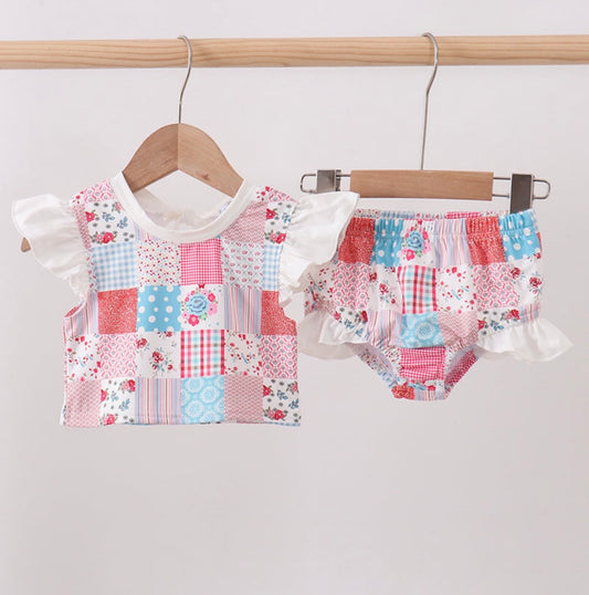 Floral Patchwork Ruffle Swimsuit