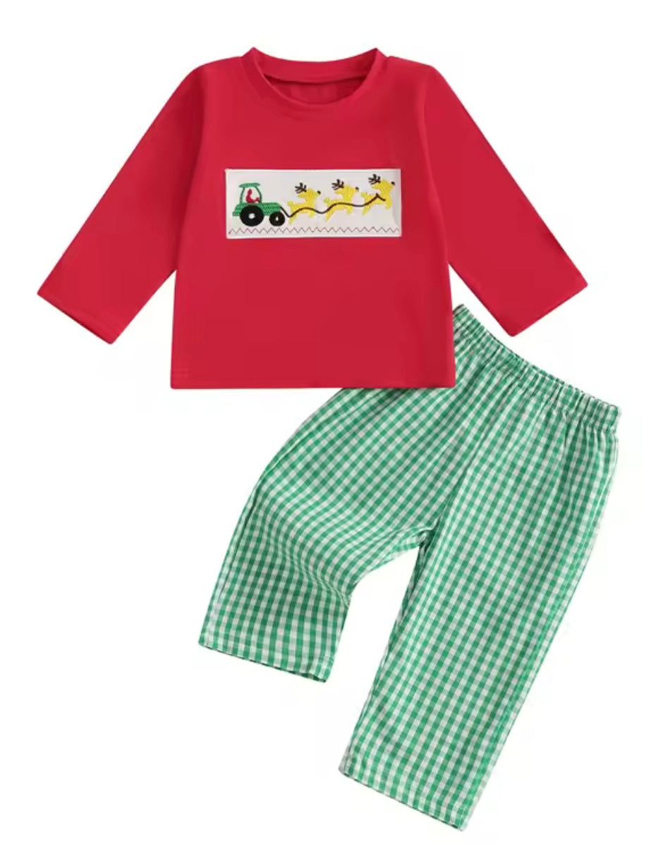 PRE-ORDER! Boys Tractor and Reindeer Set