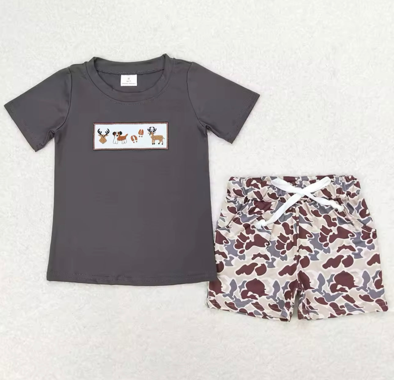 PRE-ORDER! Deer/Dog Camo Boys Outfit