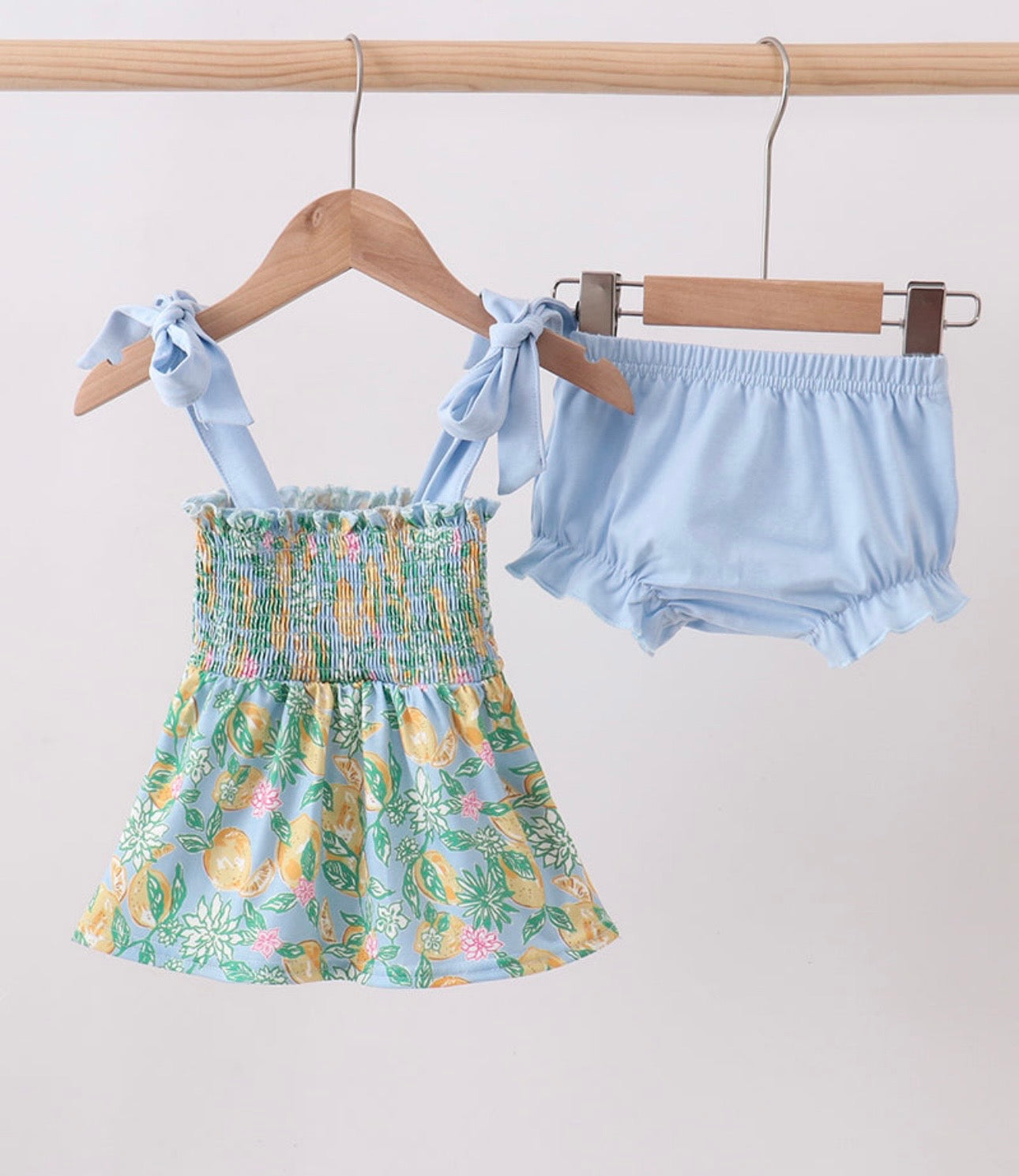 Green Lemon Smocked Bow Bloomer Ser