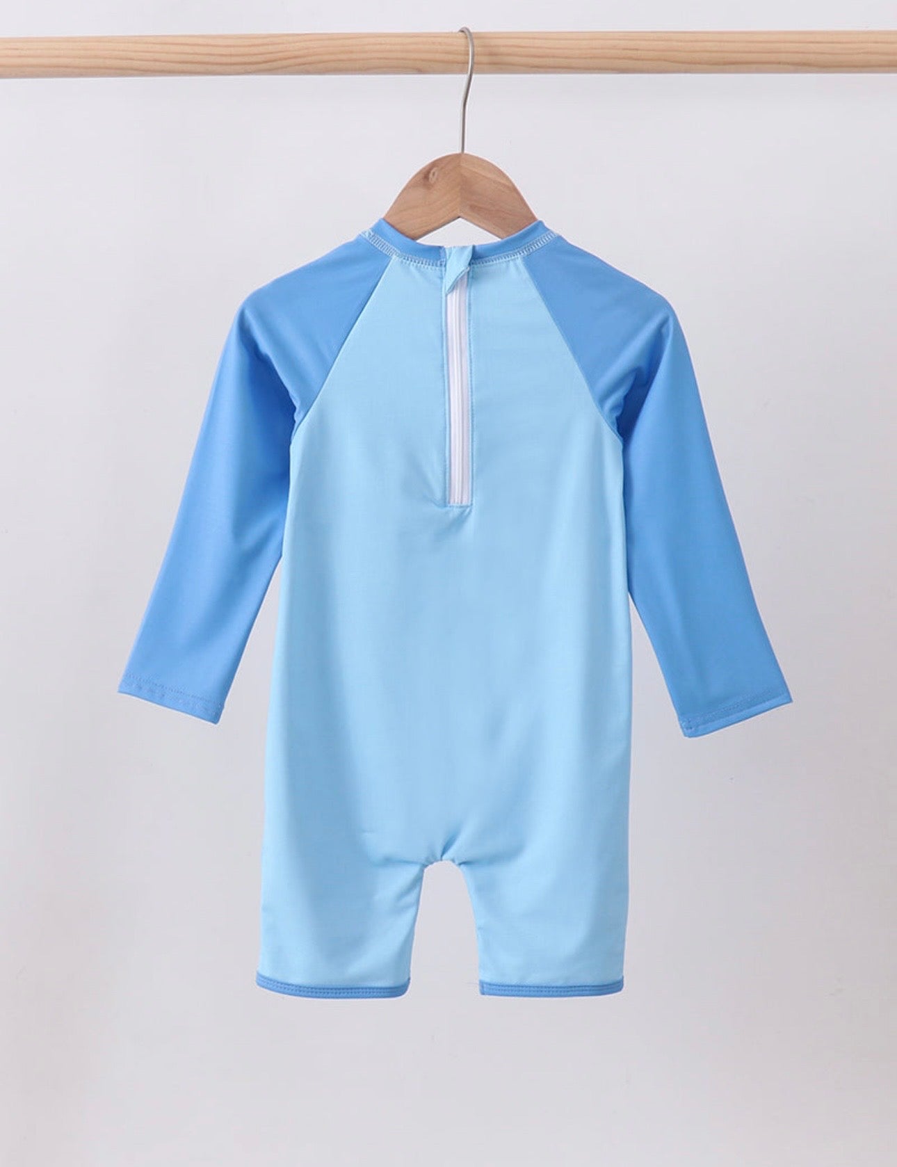 Blue Crab Embroidery One-Piece Swimsuit