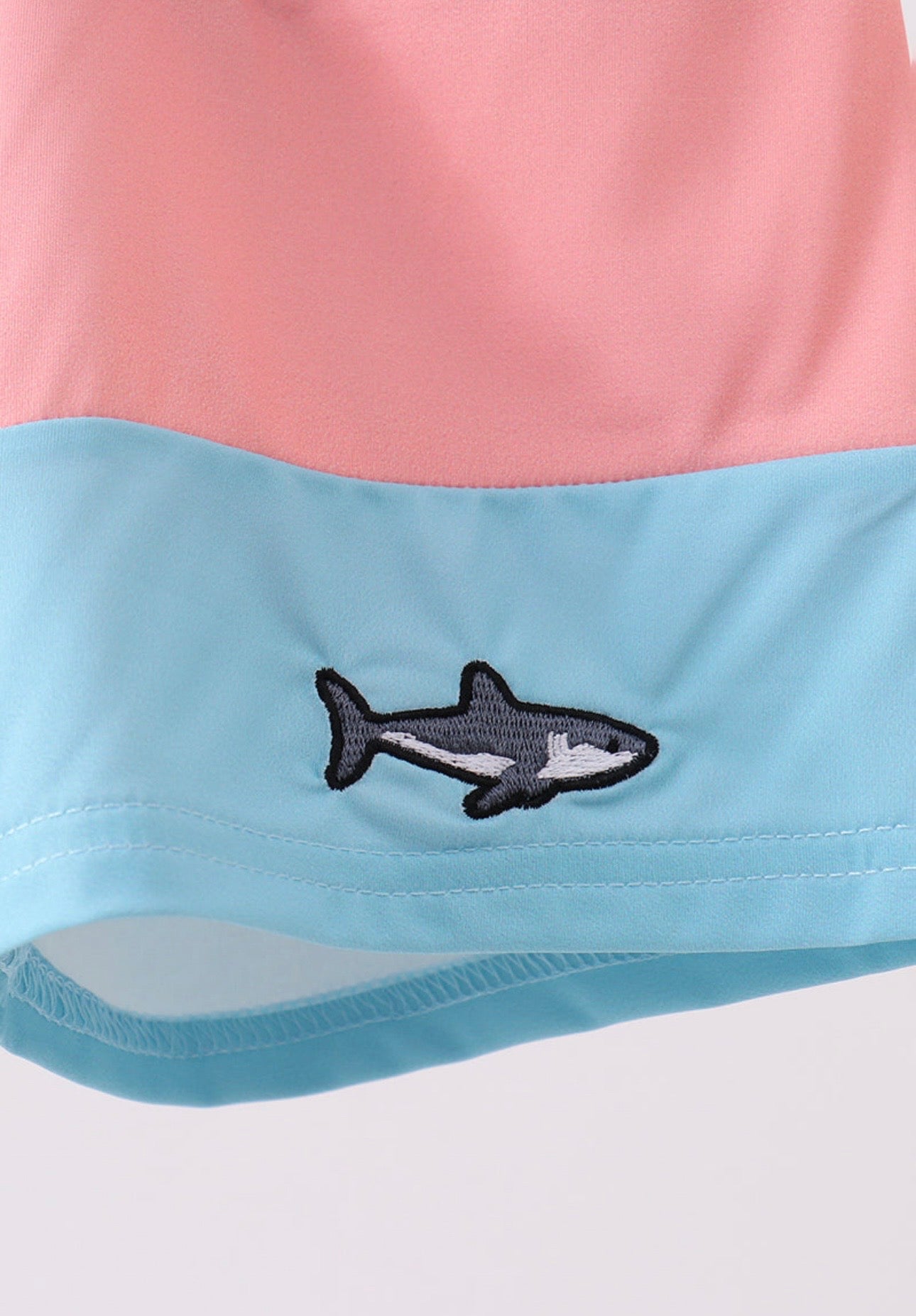 Shark Embroidery Swim Trunks