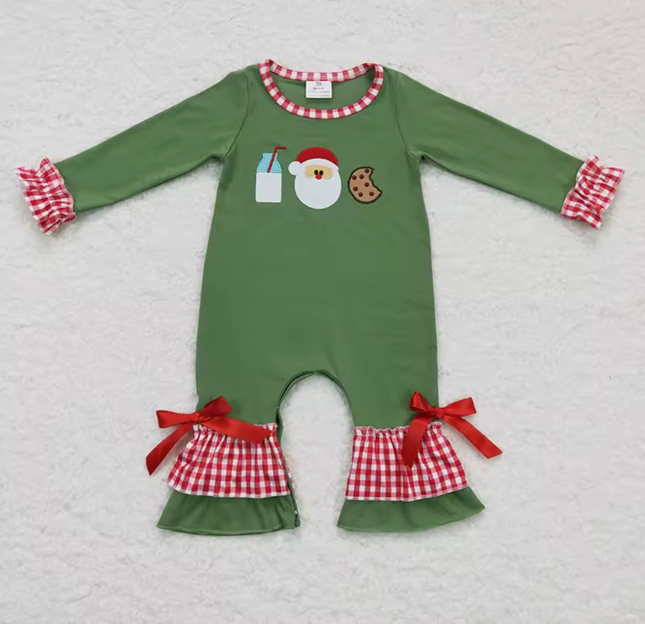 PRE-ORDER! Girls Santa Milk & Cookies Romper