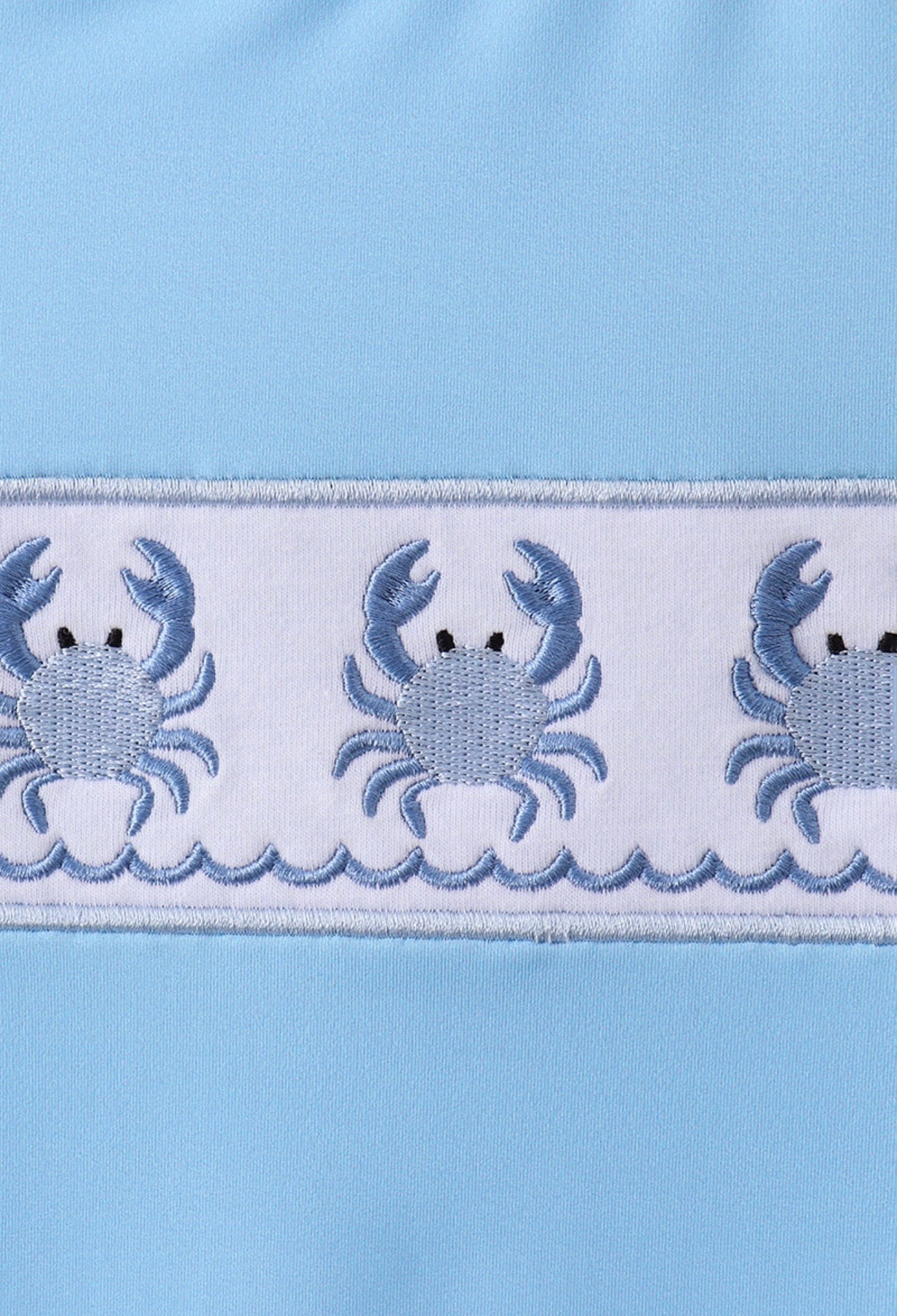 Blue Crab Embroidery One-Piece Swimsuit