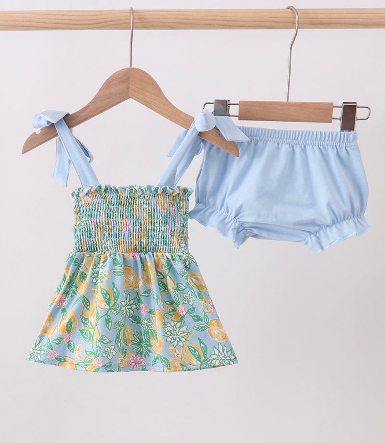 Green Lemon Smocked Bow Bloomer Ser